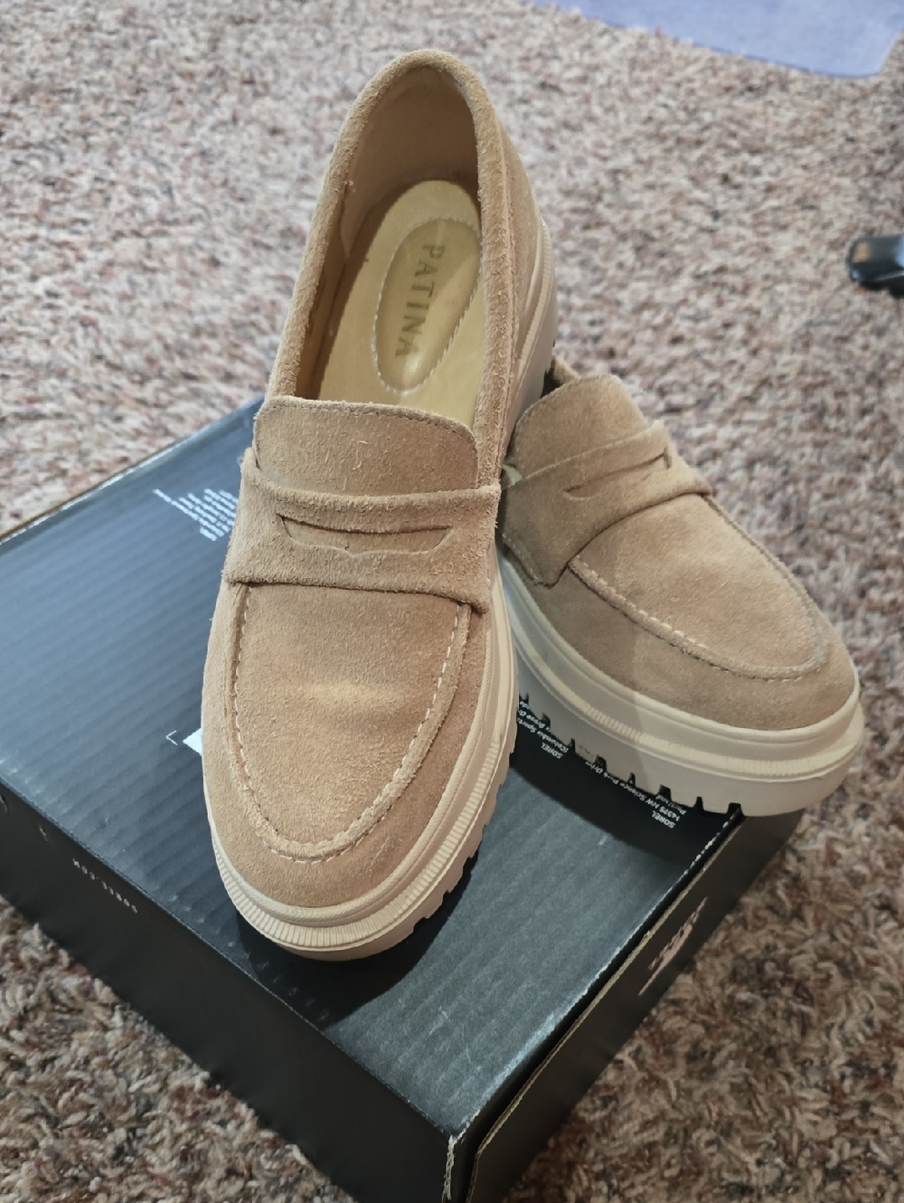 PATINA Suede Penny Loafers in Beige